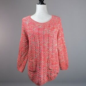 Vintage‎ 90s Sweater XL Bright Chunky Jaclyn Smith Rainbow Neon Kawaii Pockets